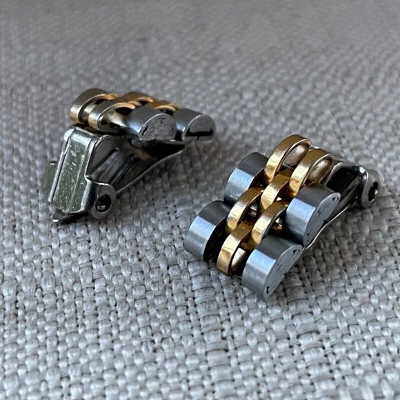 Women Vintage Earrings silver/Gold Tone Band Link Stud Fashion Ear Jewelry - Picture 6 of 8